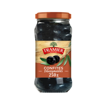 Image de Olives noires confites sans saumure dénoyautées TRAMIER, bocal de
