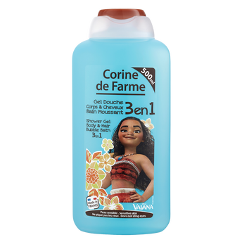 Image de Gel douche bain moussant corps et cheveux 3 en 1 Vaiana CORINE DE FARME, flacon
