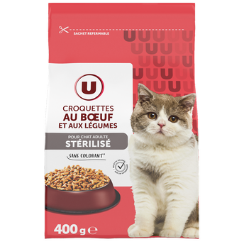 Image de U
Croquettes pour chat stérilisé au boeuf & aux légumes