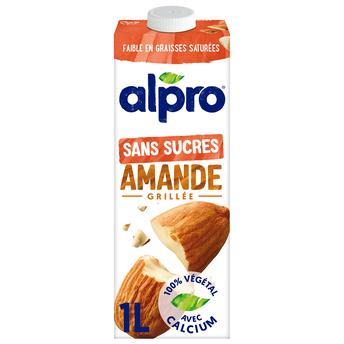 Image de Boisson végétale lait d'amande grillée sans sucres ALPRO -brique