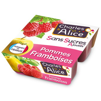Image de Dessert fruitier Pomme Framboise Sans Sucres Ajoutés CHARLES & ALICE-4 pots de