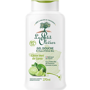 Image de Gel douche homme hydratant citron vert de corse à l'eau d'olive bioPETIT OLIVIER flacon