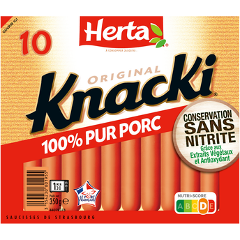 Image de Knacki original saucisses 100% pur porc conservation sans niitrite HERTA