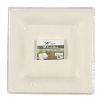Image de U MAISON
Assiette carrée pulpe de canne à sucre 26cm