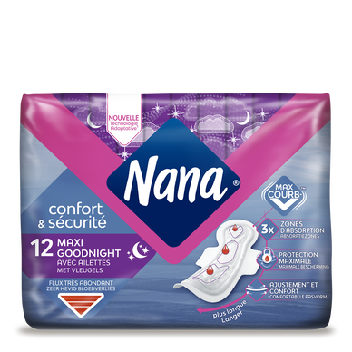 LOT DE 5 - Nana Ultra Goodnight Extra Large - Serviettes hygiénique pour la  nuit x9