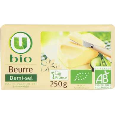 Beurre extra fin demi-sel 80% de MG, plaquette de 250g - Super U