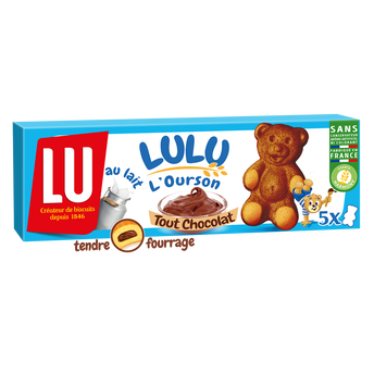 Image de Gâteaux fourrés au chocolat tout chocolat L'Ourson LuLu LU - Boîte