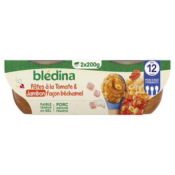 Image de Plat bébé tomates pâtes jambon dès 12 mois BLEDINA