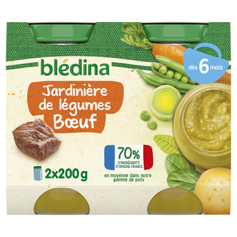 Image de Petits pots bébé aux légumes boeuf dès 6 mois BLEDINA