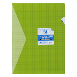 Grand Cahier Piqure U Grands Carreaux 24x32cm 96 Pages Vert