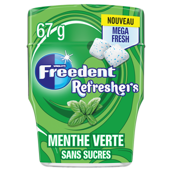 Image de Chewing-gum sans sucres avec édulcorants Menthe et Menthol FREEDENT, boîte de
