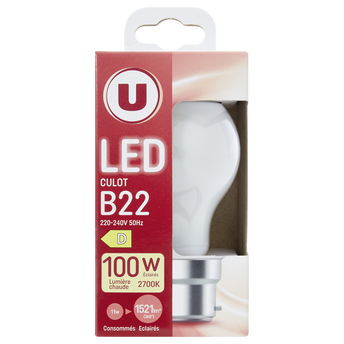 Image de U
Ampoule LED ronde 100W B22 opaque et