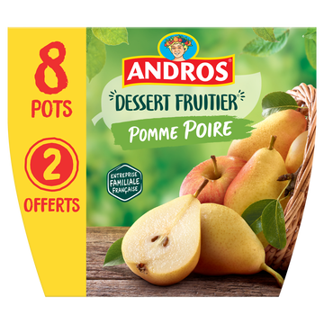 Andros Dessert Fruitier Pomme/poire Andros X8 Dt 2 Pots Offerts