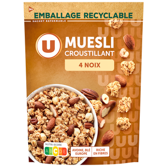 Image de U
Céréales Muesli croustillant aux 4 noix paquet de