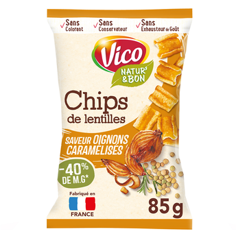 Image de Gâteau apéritif chips de lentilles oignons caramélisés Natur'& bon VICO, sachet de