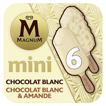 Image de Glace à la vanille enrobage chocolat blanc & amandes MAGNUM x6