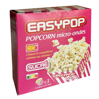 Image de Pop-corn sucré micro-ondable, sachet 3 x