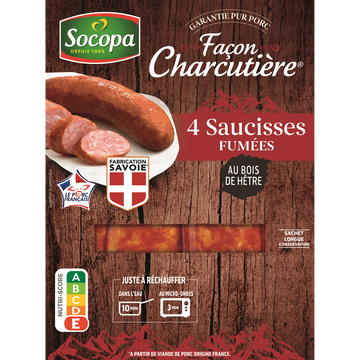 Socopa Saucisses Fumées, Socopa, France, 4 Pièces, Barquette 320g
