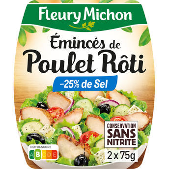 Image de Emincés poulet rôti -25% de sel csn FLEURY MICHON 2x75g