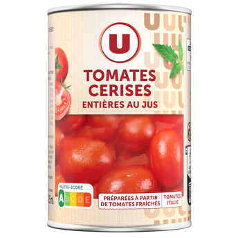 Image de U
Tomates cerises entières au jus - Boîte de 240g net