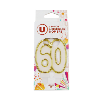 Image de U
Bougie anniversaire dorée chiffre
