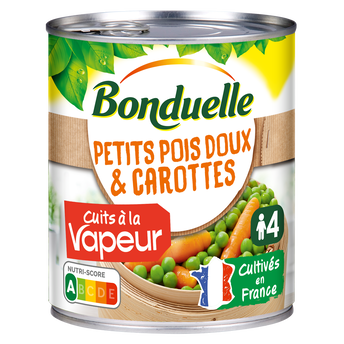 Image de Petits pois doux et carottes Cuisson vapeur BONDUELLE - Boîte de 530gnet