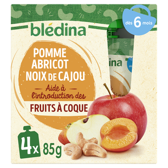 Image de Gourde bébé fruits et céréales pomme abricot noix de cajou dés 6 moisBLEDINA