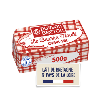 Image de Beurre moulé demi-sel PAYSAN BRETON, 80% de MG, plaquette de