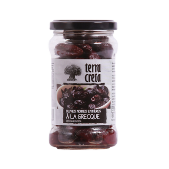 Image de Olives noires à la grecque entières Sélection TERRA CRETA, pot en verre de