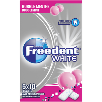 Image de Chewing gum sans sucre bubble menthe FREEDENT White, 5x10 dragées