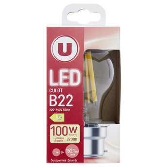 Image de U
Ampoule Led ronde 100w B22 transparente lumière