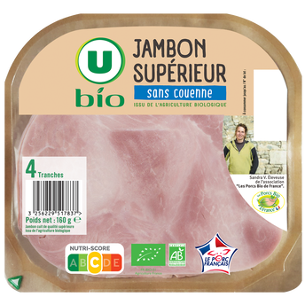 Image de U BIO
Jambon Supérieur sans couenne - x4 tranches