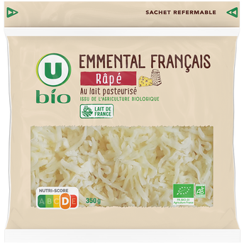 Image de U BIO
Emmental français rapé bio pasteur.31%mg, sachet zip