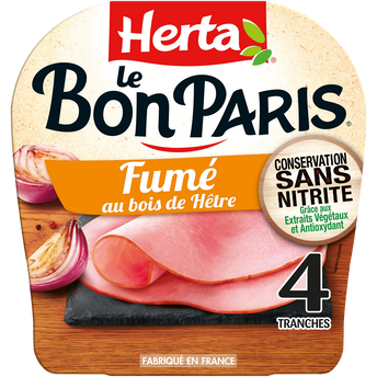 Image de Jambon fumé Le Bon Paris conservation sans nitrites HERTA 4 tranches
