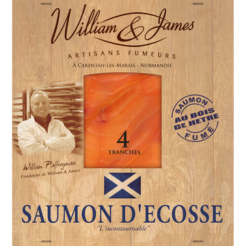 William & James Saumon Fumé Atlantique, Ecosse, William Et James, 4 Tranches Soit 100g