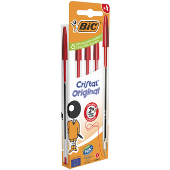 Image de Stylo bille BIC cristal original pointe moyenne 1,0mm rouge