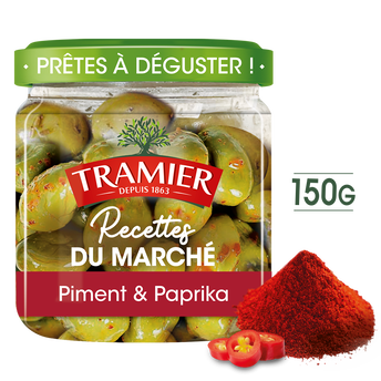 Image de Olives vertes recttes du marché paprika TRAMIER bocal