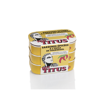 Titus Sardines Pimentées Titus, 3 Boîtes De 125g