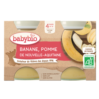 Image de Purée de pomme banane BABYBIO, 2 pots de