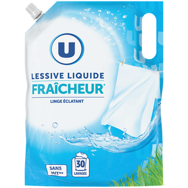 Lessive liquide éco-recharge fraicheur, U (30 lavages = 1,5 L)