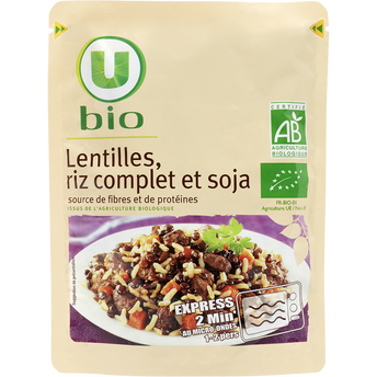 Image de U BIO
Lentilles riz complet et soja  sachet micro-ondable de
