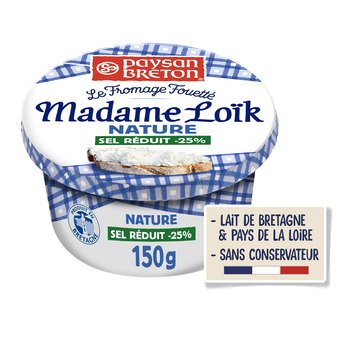 Image de Fromage fouetté nature sel réduit -25% au lait pasteurisé, MME LOIK, 24%mg