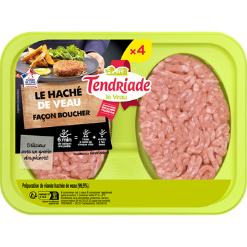 Tendriade Haché De Veau Façon Bouchère, Tendriade, 4 Pièces, Barquette, 400g