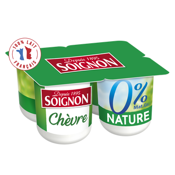 Image de Yaourts au lait de chèvre nature 0% SOIGNON - 4 pots de
