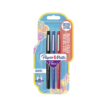 Image de Feutre flair nylon, pointe moyenne, 3 unités, coloris assortis