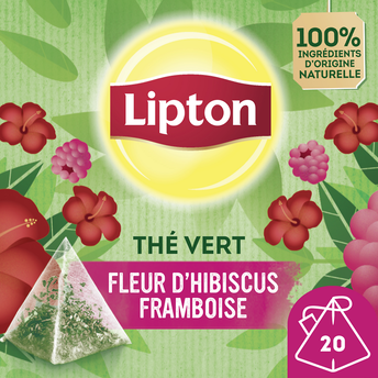 Image de Thé vert fleur d'Hibiscus Framboise LIPTON, x20 sachets