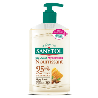 Image de Gel lavant anti-bactérien nourrissant lait d'amande et gelée royale SANYTOL