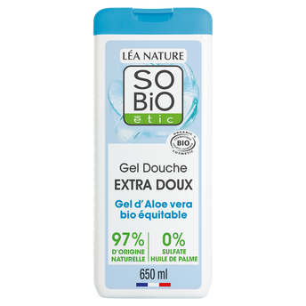 Image de Gel douche aloe vera sans sulfates SO'BIO, flacon de