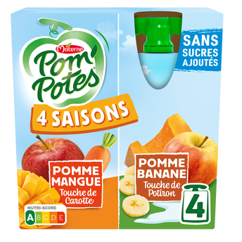 Image de Compotes Gourdes de fruits carotte & potiron POM'POTES