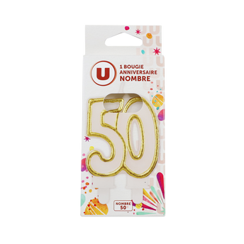Image de U
Bougie anniversaire dorée chiffre